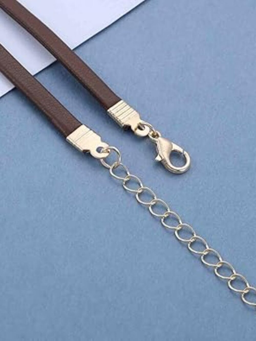 Brown Leather Choker Necklace Tiny Sunflower Pendant Necklace Country Boho - Picture 5 of 5